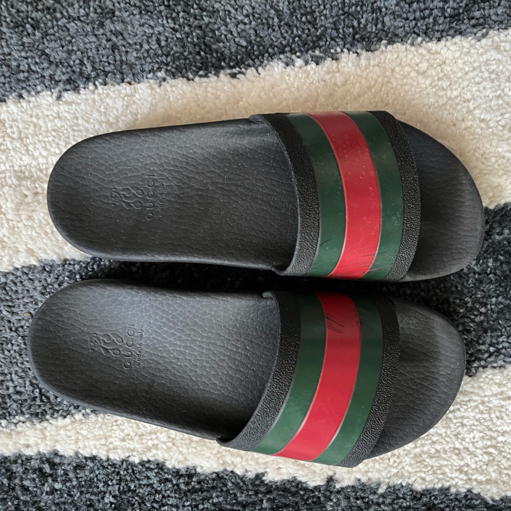 GUCCI Rubber Slide with Web Child